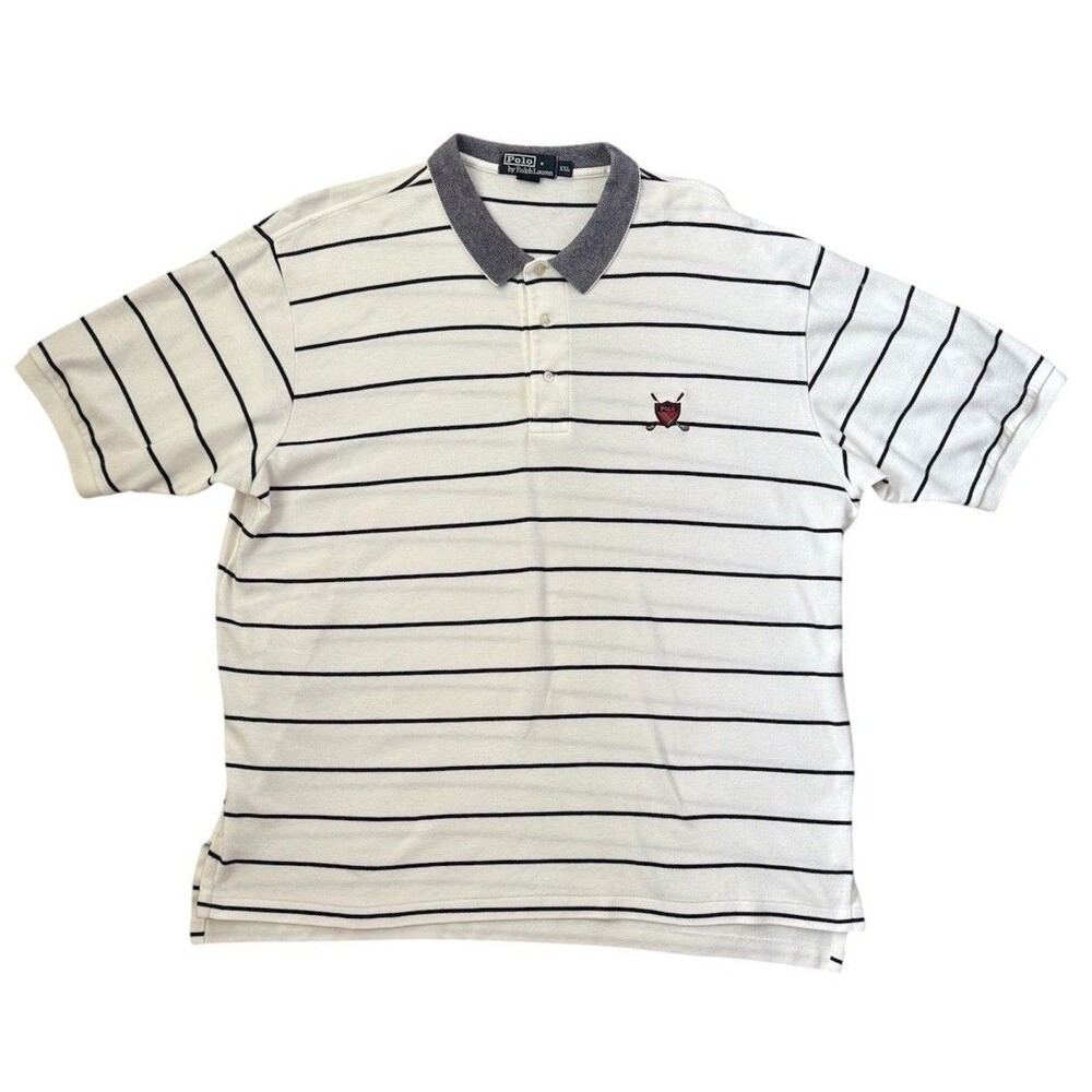 Polo Ralph Lauren Blue White Striped Vintage Polo Shirt Mens Sz XXL